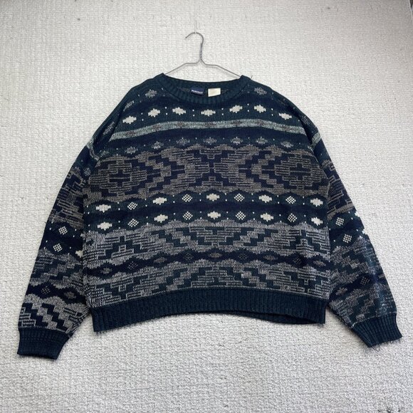 Vintage 90s Sweater Puritan Acrylic Knit Geometric Pattern XL Nostalgia READ - Picture 1 of 16